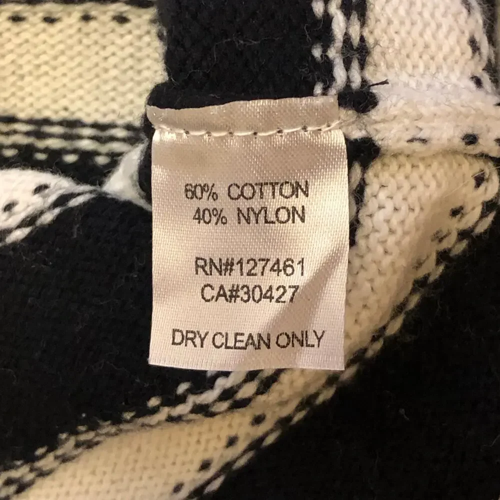 Wildfox Black and White Distressed Striped Pullover Sweater Size Small - Picture 10 of 11